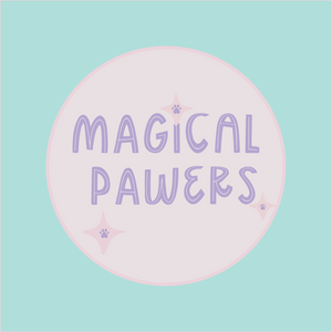Magical Pawers Logo. The Moon and the stars and the paws. Magic
